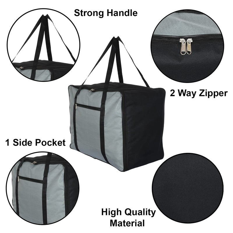 Kuber Industries Multipurpose Large Storage BagOrganizer With Zipper Closure And Strong Handle Black GreyHS43KUBMART26628 - Image 3