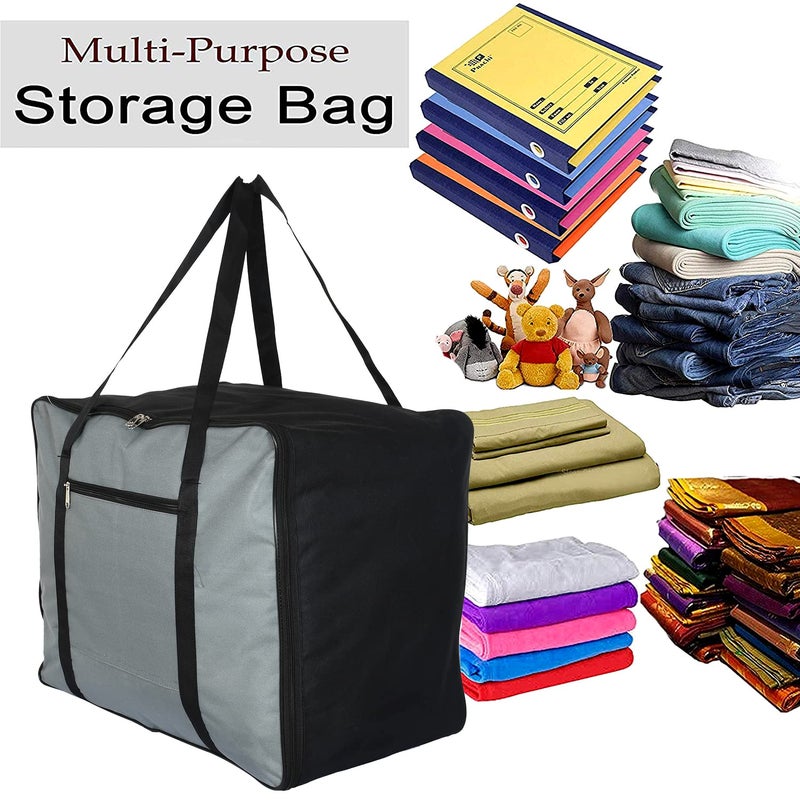 Kuber Industries Multipurpose Large Storage BagOrganizer With Zipper Closure And Strong Handle Black GreyHS43KUBMART26628 - Image 4