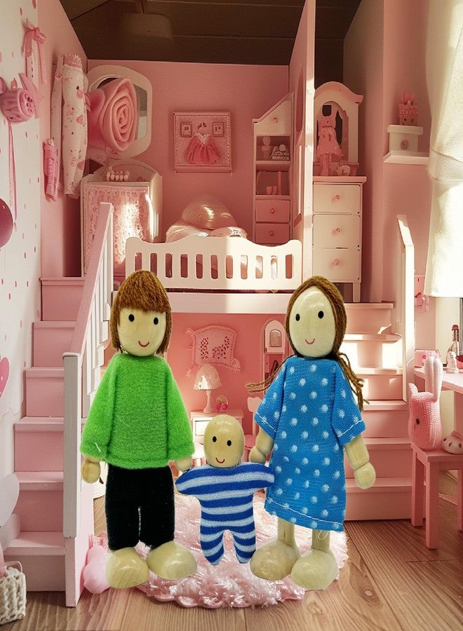 HYSTYLE 7 Pack Wooden Dollhouse Family Dolls Pretend Play Figures, Family Role Play Pretend Play People Figures - Image 5