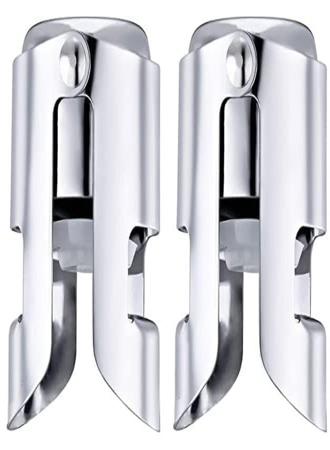 JOYUS Champagne/Wine Sealer Stopper, Stainless Steel Sparkling Wine Bottle Plug Sealer with a Longer Sealing Plug, No Sharp EdgeNo Sharp Edge, No Leaks, No Spills, Fizz Saver, Random Color, Pack of 2 - Image 1