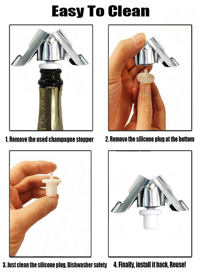 JOYUS Champagne/Wine Sealer Stopper, Stainless Steel Sparkling Wine Bottle Plug Sealer with a Longer Sealing Plug, No Sharp EdgeNo Sharp Edge, No Leaks, No Spills, Fizz Saver, Random Color, Pack of 2 - Image 5