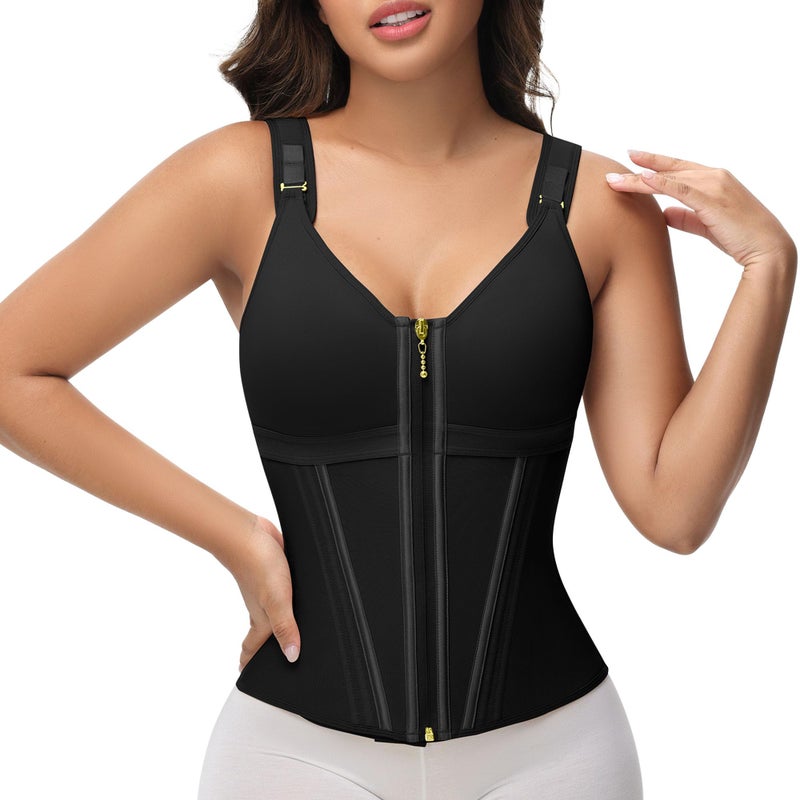 SHAPSHE Waist Trainer Corset for Women Tummy Control Sport Workout Body Shaper Vest for Women Postpartum Gym Zipper and Hooks - Image 2