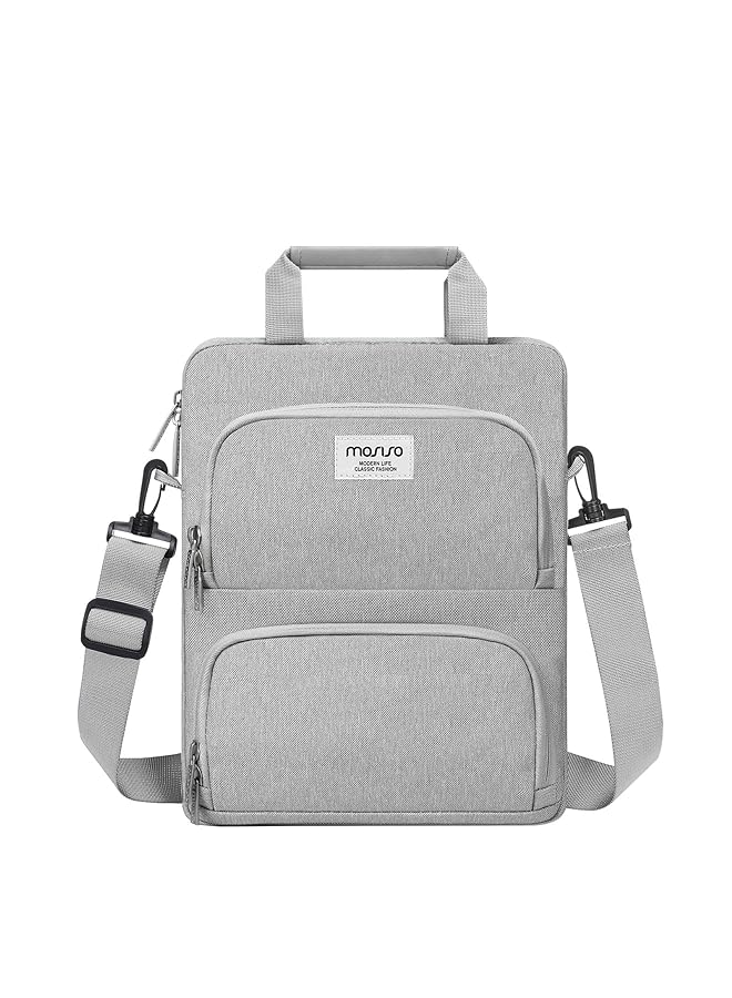 موسيسو حقيبة كتف واقية للكمبيوتر اللوحي 360 درجة متوافقة مع Ipad Pro 12.9 بوصة M2 وM1 6Th 5Th 4Th 3Rd Gen 2022 2018 Surface Pro 12.3 بوصة X 7 6 5 4 3 2 1 مع جيبين منحنيين رمادي - Image 1