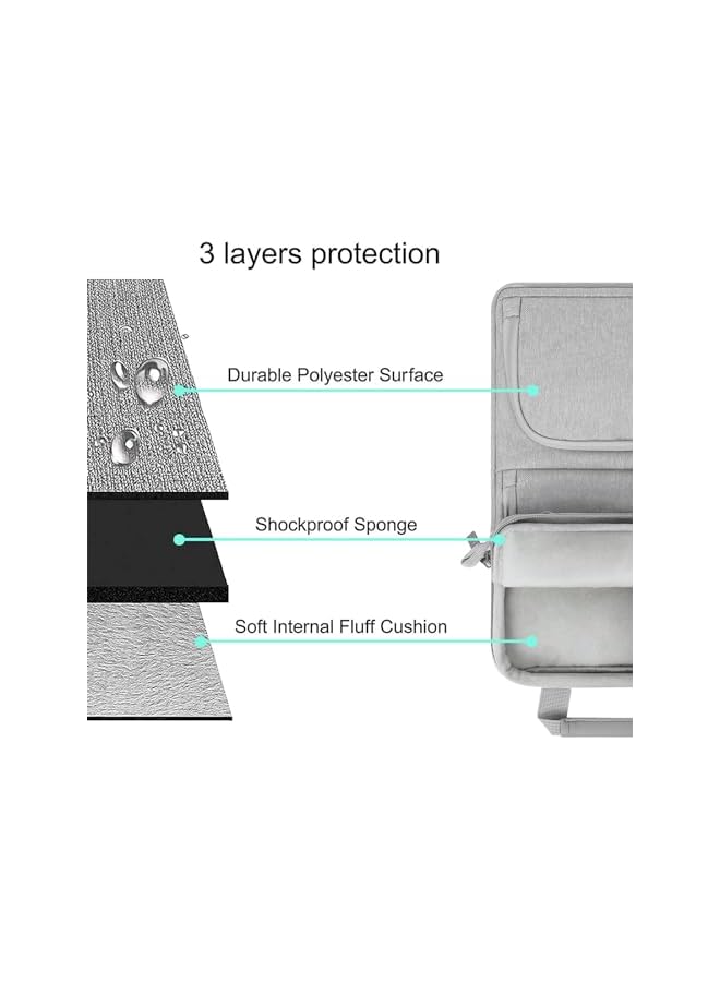 موسيسو حقيبة كتف واقية للكمبيوتر اللوحي 360 درجة متوافقة مع Ipad Pro 12.9 بوصة M2 وM1 6Th 5Th 4Th 3Rd Gen 2022 2018 Surface Pro 12.3 بوصة X 7 6 5 4 3 2 1 مع جيبين منحنيين رمادي - Image 3