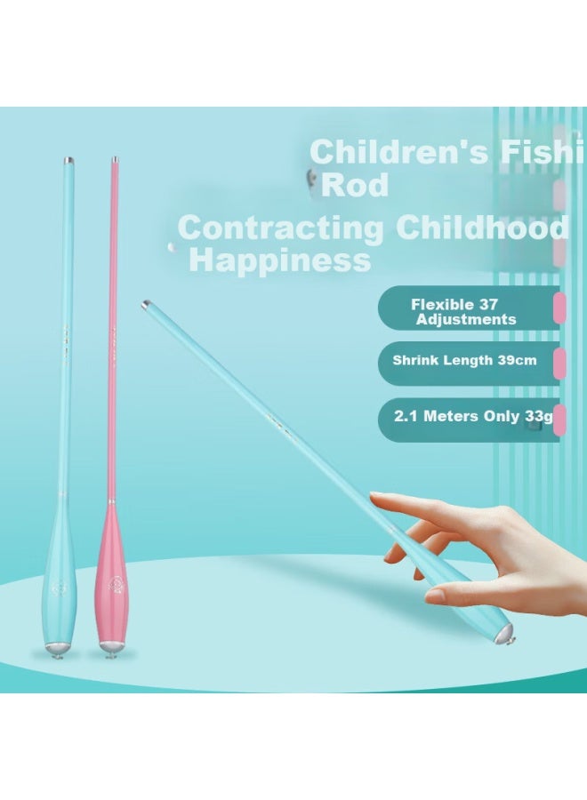 Turbulent Waves Jinglang Children's Fishing Rod, 2.1m Blue Set, Short Section Fishing Pole, Hand Rod For Kids, Specialized Fishing Rod For Shrimp And Crab Fishing, Small Rod - Image 1