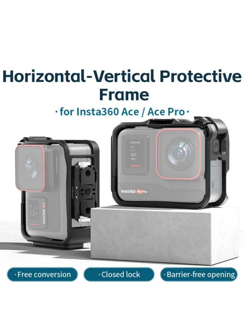 Generic - Horizontal Vertical Protective Frame ABS Plastic Sports Camera Accessory for Insta360 Ace Ace Pro Easy Horizontal Vertical Shooting Screen Friendly Design Precise Openings No Block Buttons Ports - Image 1