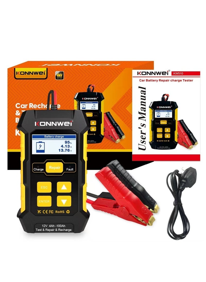 Konnwei 3-in-1 car battery charger KW510-12V 5A fully automatic intelligent charger, with pulse repair/desulfurization/maintenance and temperature compensation  - Image 5