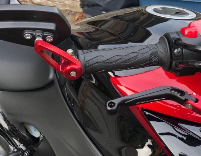 Motorcycle Rearview Mirrors, 7/8" 22mm Side Rearview Mirrors Universal Motorcycle Motorbike Aluminum Alloy Bar End Side Rearview Mirrors for Triumph Ducati Motif(Red) Red