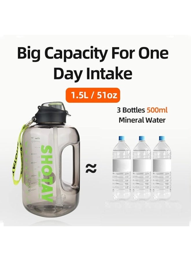 SHOTAY Y Sports Water Bottles 1L/1.5L/2L With USA Tritan Material 100% BPA Free And Leakproof, Half Gallon One Click Open Water Jug for School, Fitness And Outdoor Sports. - Image 2