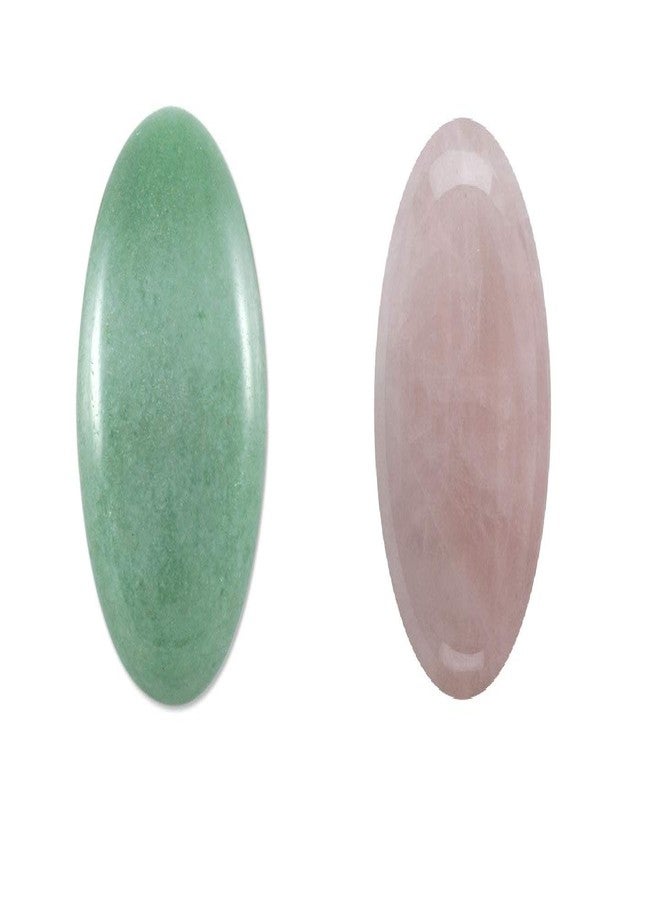 Astroghar Natural Green Aventurine and Rose Quartz Cabochon for Reiki Healing and Grid Making - Image 1