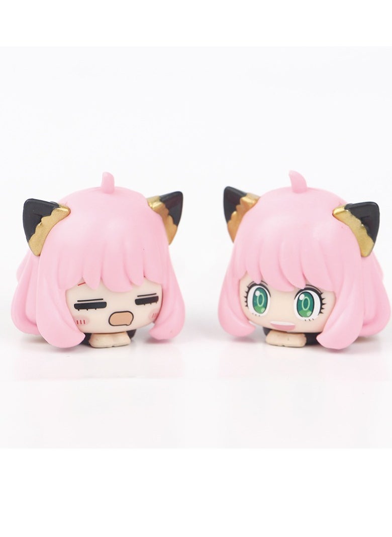 General - 6 spy playhouse cat ear lying Fujie, Ania, Joel sleeping position ornament twisted egg figure model（4cm） - Image 1