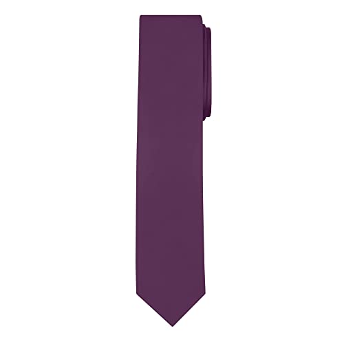 Jacob Alexander Men's Skinny Width 2" Solid Color Tie - Eggplant - Image 1