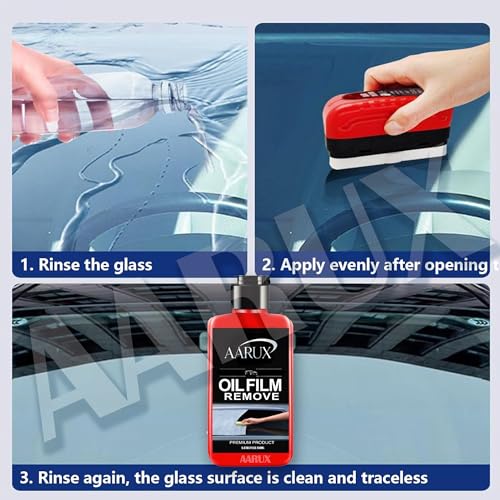 AARUX Automotive Oil Film Cleaning Brush, Glass Cleaning Board, Car Glass Oil Film Removal Cleaner, Powerful Windshield Cleaner & Remover Enhance Visual Effect of Windshield with 250ml Cleaning Liquid - Image 5