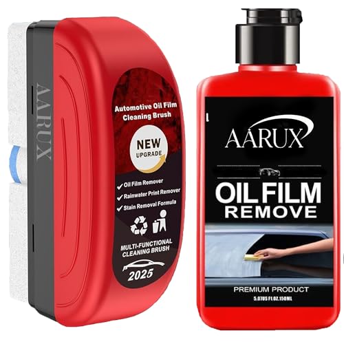 AARUX Automotive Oil Film Cleaning Brush, Glass Cleaning Board, Car Glass Oil Film Removal Cleaner, Powerful Windshield Cleaner & Remover Enhance Visual Effect of Windshield with 250ml Cleaning Liquid - Image 1