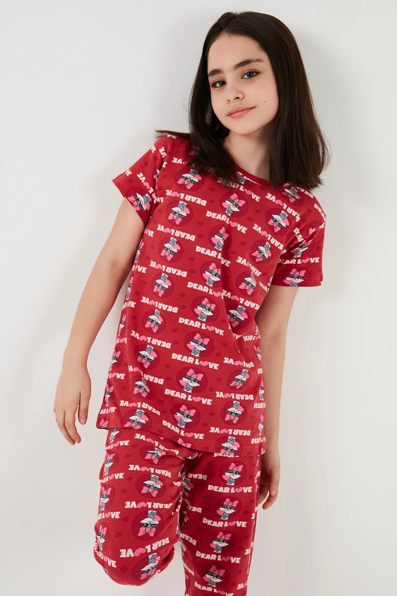Lela 100% Cotton Crew Neck Short Sleeve Pajama Set Girl's Pajama Set 6651004