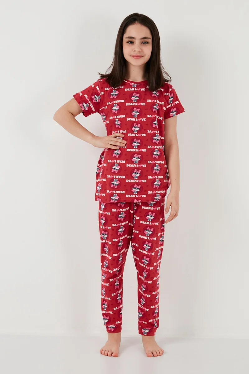 Lela 100% Cotton Crew Neck Short Sleeve Pajama Set Girl's Pajama Set 6651004