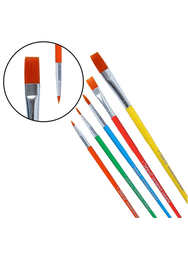 DOMS مجموعة فرش طلاء صناعية مستديرة ومسطحة من Colormate مكونة من 5 قطع - Image 2