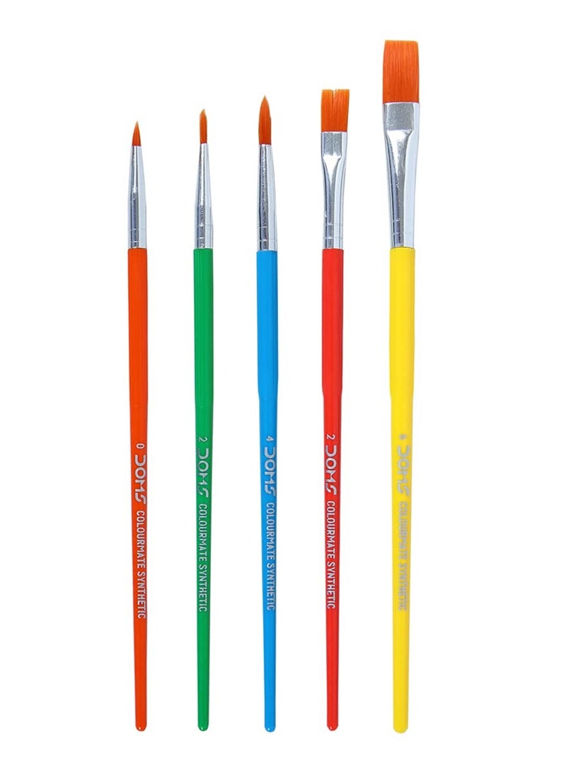 DOMS مجموعة فرش طلاء صناعية مستديرة ومسطحة من Colormate مكونة من 5 قطع - Image 3