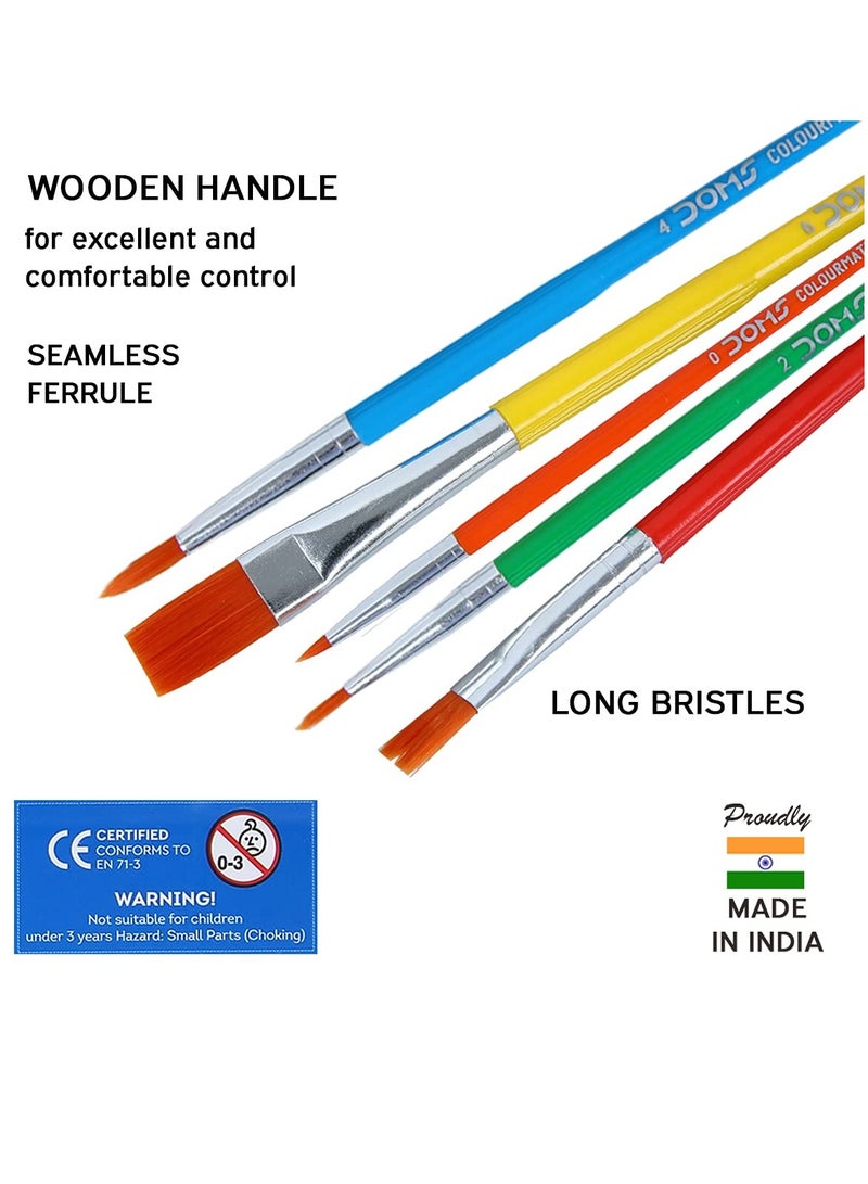 DOMS مجموعة فرش طلاء صناعية مستديرة ومسطحة من Colormate مكونة من 5 قطع - Image 4