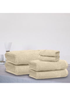 Rest Towel Set 6 Peice Cream Luxury Hotel Bedroom Super Soft Absorbent Durable Washable Quick Dry Cotton Family Bath Towels - 2 Bath Towel 70X140Cm 2 Hand Towel 50X100Cm & 2 Face Towel 30X30Cm  - Image 1