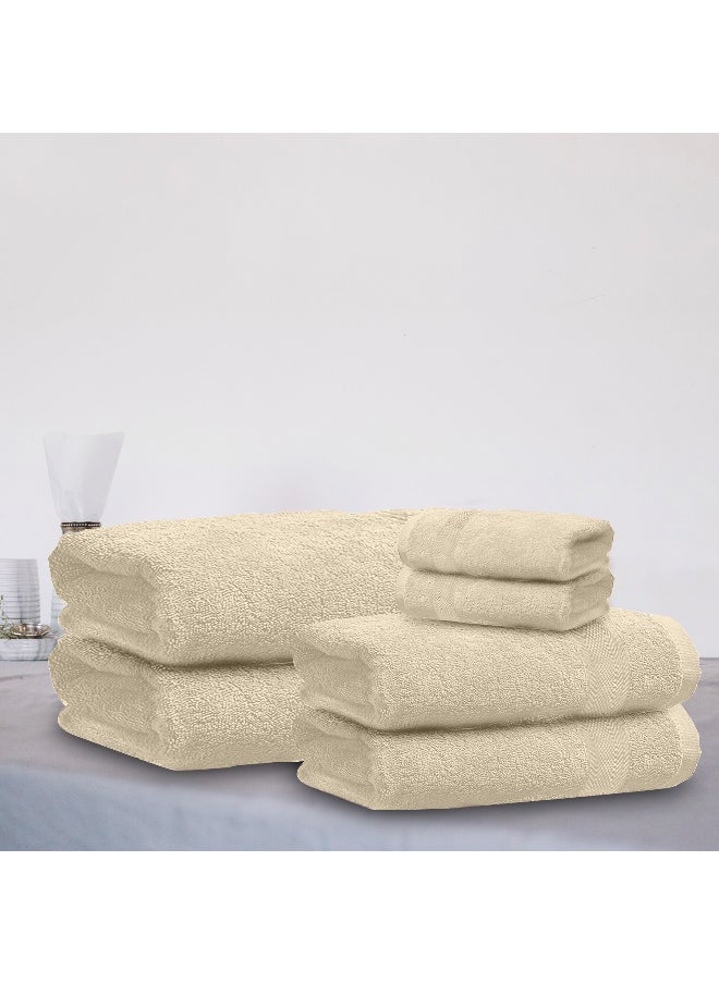 Rest Towel Set 6 Peice Cream Luxury Hotel Bedroom Super Soft Absorbent Durable Washable Quick Dry Cotton Family Bath Towels - 2 Bath Towel 70X140Cm 2 Hand Towel 50X100Cm & 2 Face Towel 30X30Cm  - Image 1