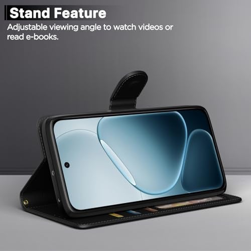 Pikkme Flip Cover for Oppo F31 5G / Oppo F33 5G Leather Finish | Inside TPU with Card Pockets | Wallet Stand and Shock Proof | Complete Protection Flip Case(Black) - Image 3