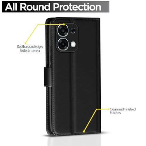 Pikkme Flip Cover for Oppo F31 5G / Oppo F33 5G Leather Finish | Inside TPU with Card Pockets | Wallet Stand and Shock Proof | Complete Protection Flip Case(Black) - Image 4