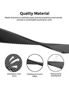 VINSOC Huawei Watch Band 7 Milanese Straps Magnetic Stainless Steel Mesh Replacement Strap Wristband Sport Band for Women Men With TPU Watch Case Black  - Image 2