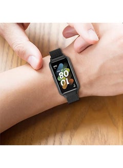 VINSOC Huawei Watch Band 7 Milanese Straps Magnetic Stainless Steel Mesh Replacement Strap Wristband Sport Band for Women Men With TPU Watch Case Black  - Image 5