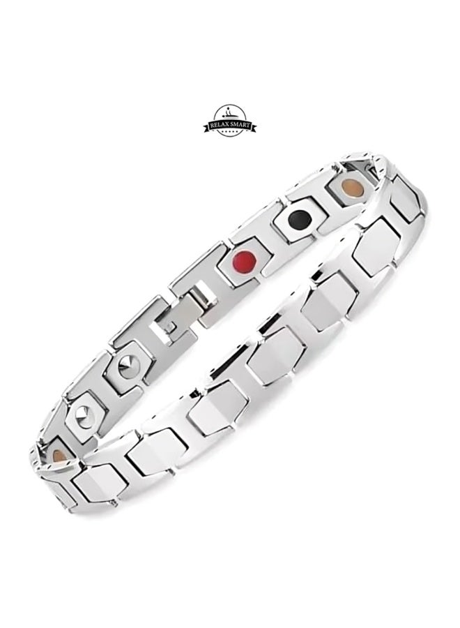 Relax Smart Magnetic Stone Stainless Steel Chain Bracelet – Stylish Energy Healing Jewelry for Men & Women, Adjustable Durable Link Bracelet for Pain Relief & Wellness - Image 1