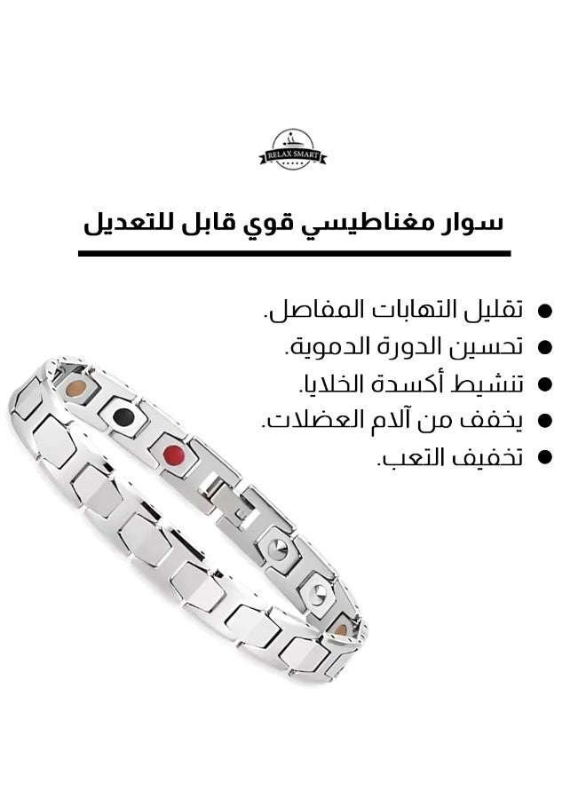 Relax Smart Magnetic Stone Stainless Steel Chain Bracelet – Stylish Energy Healing Jewelry for Men & Women, Adjustable Durable Link Bracelet for Pain Relief & Wellness - Image 4