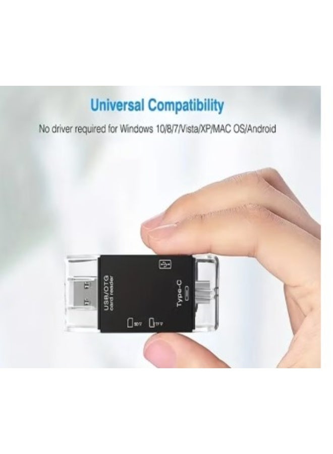 Terabyte 6 in 1 OTG Multifuntional Card Reader Memory Reader, Camera Viewer, Micro SD/TF External Card Reader USB 3.0 SD Card Reader USB C to Micro USB/USB A Convertor Charging/Data Transportation (Black) - Image 2
