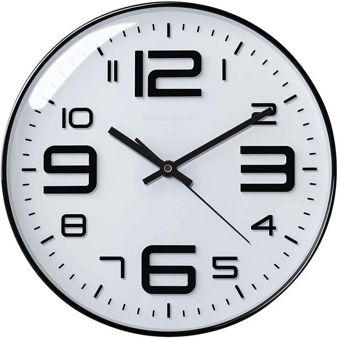 WALL CLOCK 12" SILENT QUARTZ DECORATIVE WALL CLOCK NON-TICKING CLASSIC DIGITAL CLOCK BATTERY OPERATED ROUND EASY TO READ HANDHELD COMPLETE HOME/KITCHEN/BEDROOM-