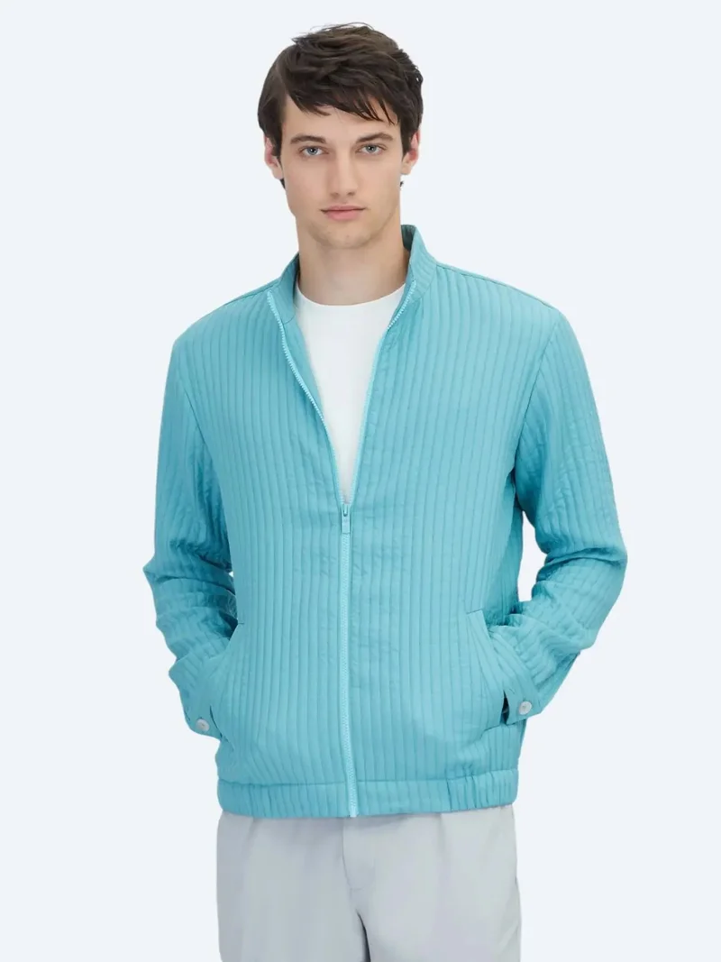 كيب معطف منسوج كاجوال بلون أخضر النيل، بقصة عادية