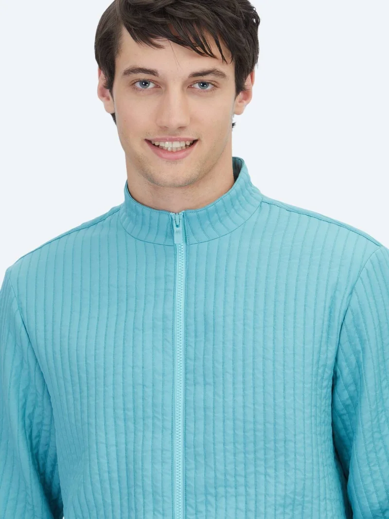 Kip Nile Green Regular Fit Casual Weaving Coat