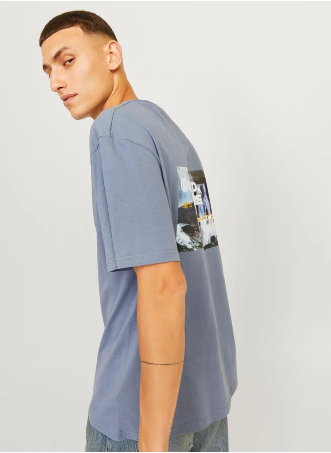 JACK & JONES Back Graphic Print Crew Neck T-Shirt
