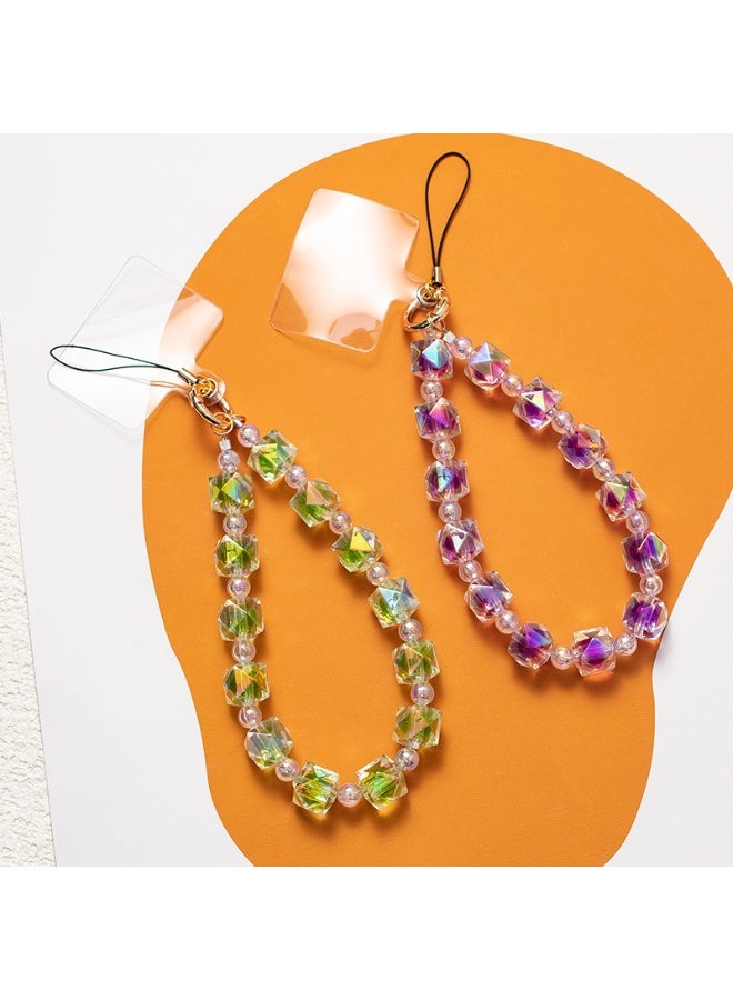 NIBEMINENT Beaded Phone Lanyard, Anti Lost Removable Wrist Strap, Colorful Handcrafted Bead Stringing Bracelet Pendant, Phone Keychain Lanyard - Image 2