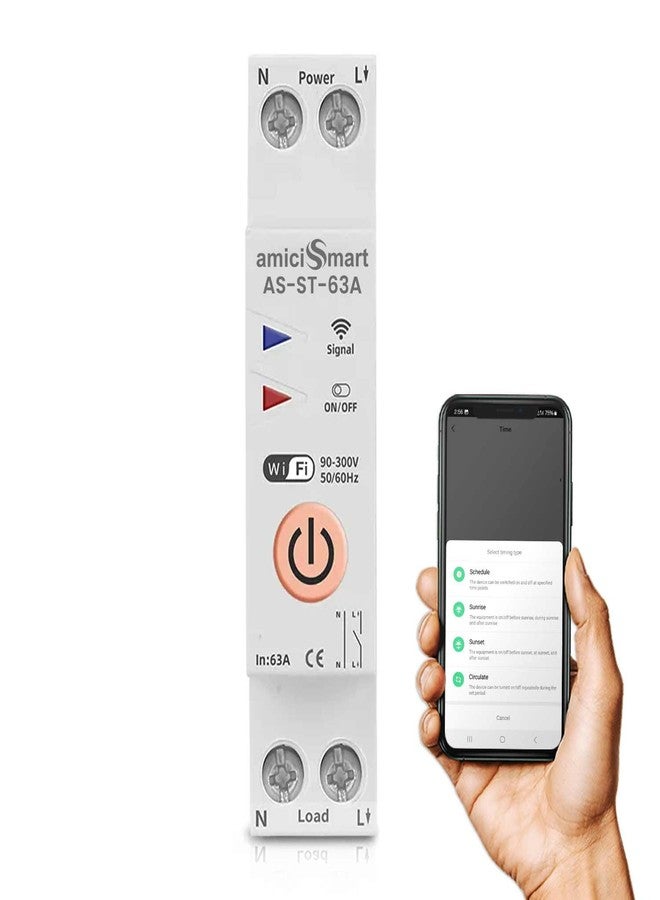 amiciSmart Ultra-Compact 1.8cm WiFi Timer Switch - 220VAC Single Phase, SmartLife App Compatible, Remote Control & Scheduling - Image 1