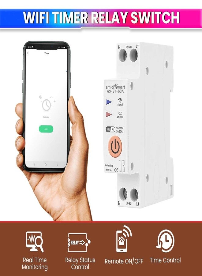 amiciSmart Ultra-Compact 1.8cm WiFi Timer Switch - 220VAC Single Phase, SmartLife App Compatible, Remote Control & Scheduling - Image 3