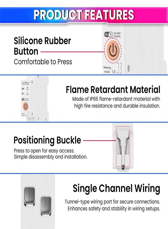 amiciSmart Ultra-Compact 1.8cm WiFi Timer Switch - 220VAC Single Phase, SmartLife App Compatible, Remote Control & Scheduling - Image 5