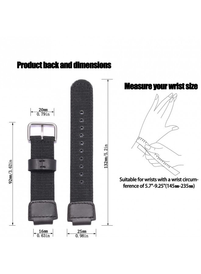 MCXGL 16mm Replacement Strap Compatible with Casio GA100 110 120 700 2100 DW5600 6900 AWG-M100 GW9400 Nylon Leather Bracelet Watch Band Watch Accessories (Black silver Button) - Image 1