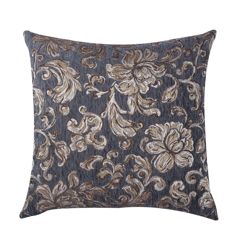 CAZIMO Jacquard Soft Velvet Floral Cushion Covers | Hypo-Allergenic | Washable | Non-Fade Diwan Sofa Pillow Covers for Home Bed & Living Room (Size - 16 X16 Inches, Color - Grey) - Set of 5 Pcs - Image 3