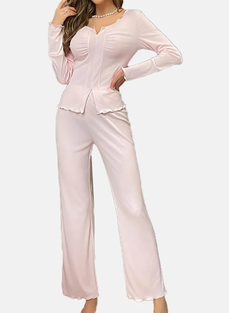 YUNIQEE Pink Solid Pyjamas & Top