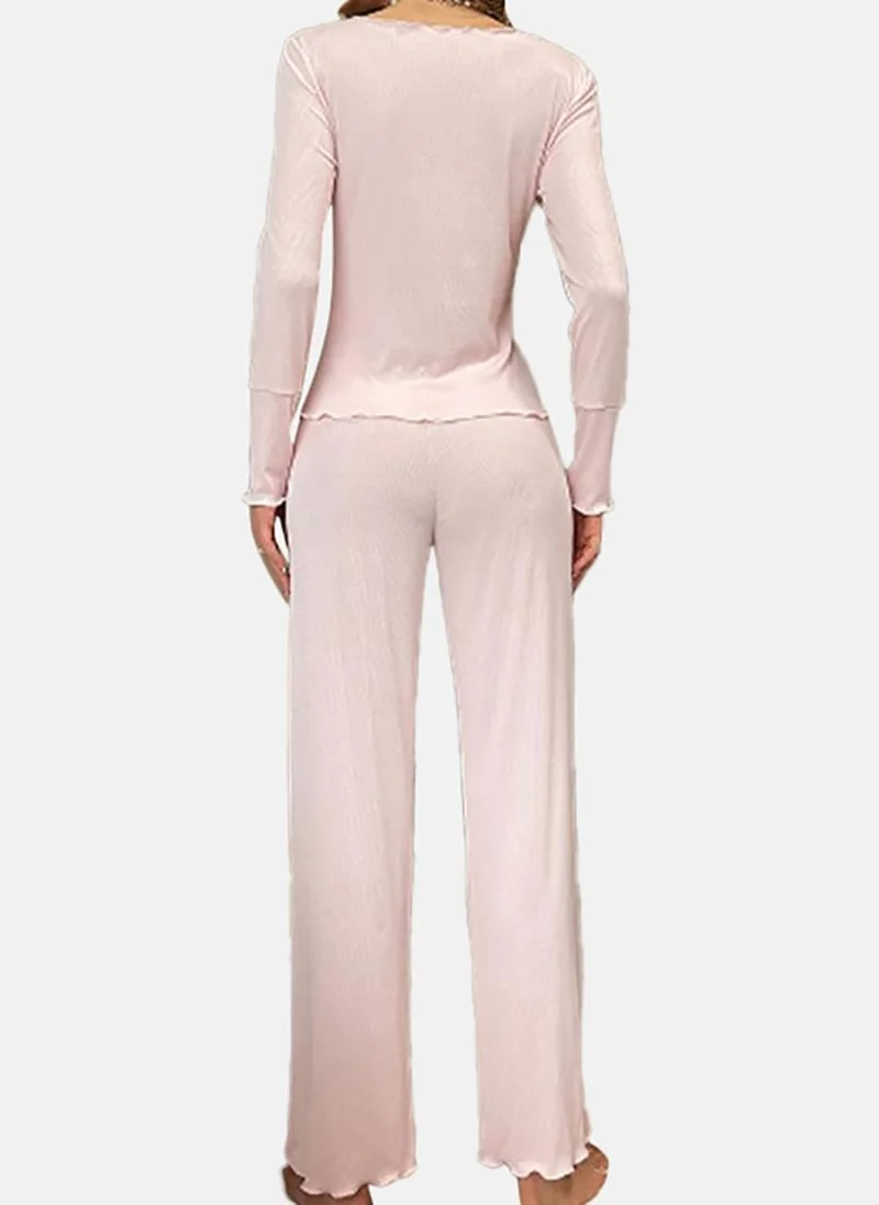 YUNIQEE Pink Solid Pyjamas & Top