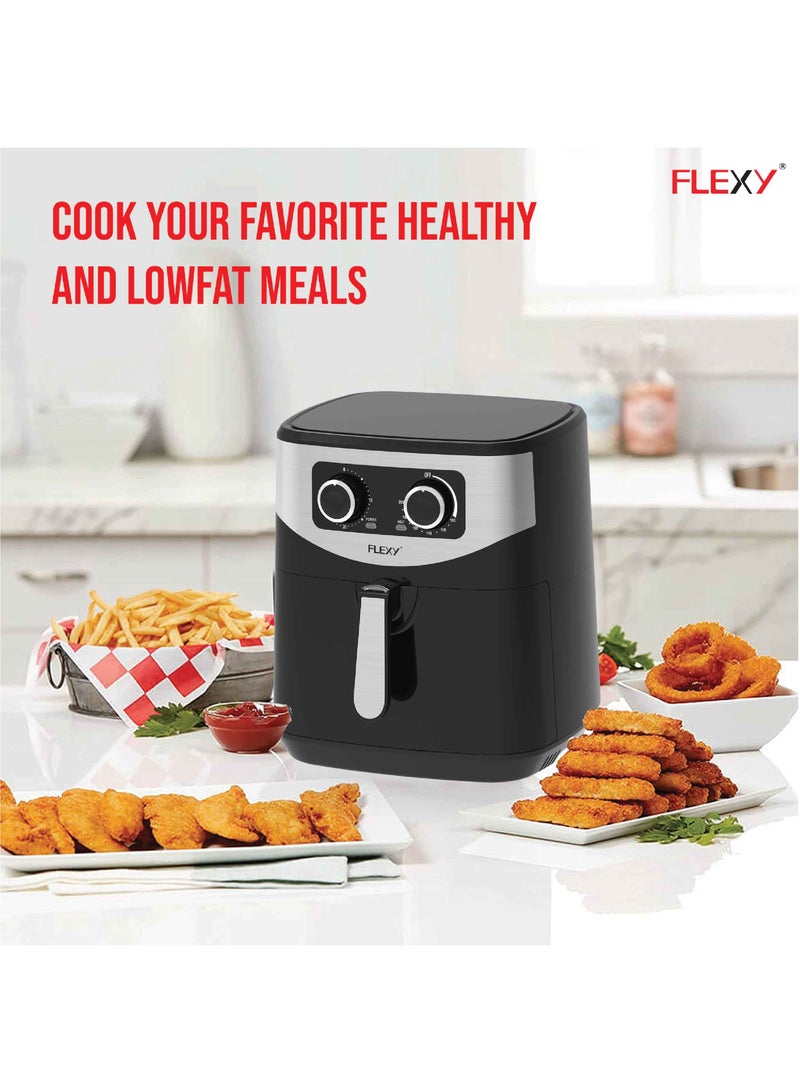 فليكسي مقلاة هوائية من الفولاذ المقاوم للصدأ سعة 7.5 لتر مع درجة حرارة قابلة للتعديل 1800 وات وتقنية هواء سريعة لطهي صحي منخفض الدهون بنسبة 80٪ - Image 3