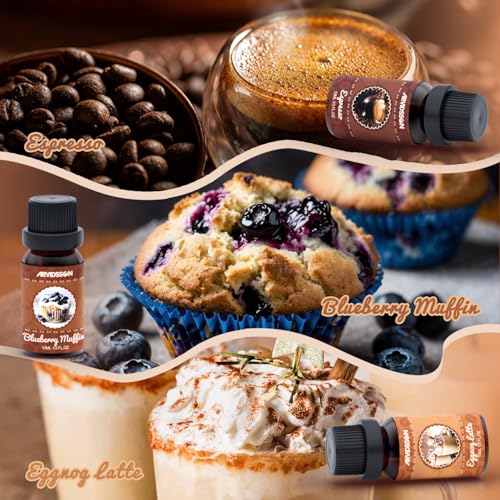 ARVIDSSON Coffee Fragrance Oils Set, Premium Essential Oils for Diffuser, Espresso, Vanilla Chai, Hot Chocolate, Blueberry Muffin, Eggnog Latte, Caramel Macchiato, Coffee Shop Scented Oils - Image 3