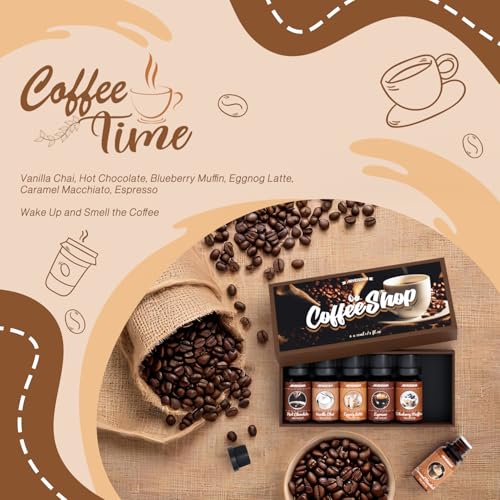 ARVIDSSON Coffee Fragrance Oils Set, Premium Essential Oils for Diffuser, Espresso, Vanilla Chai, Hot Chocolate, Blueberry Muffin, Eggnog Latte, Caramel Macchiato, Coffee Shop Scented Oils - Image 2