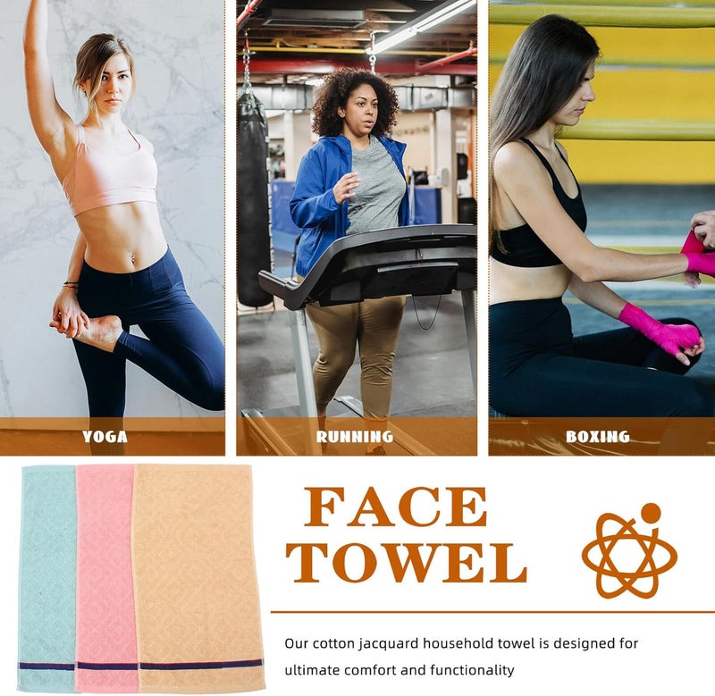 Cotton Absorbent Face Towels and Hand Towels 3pcs, Jacquard Weave, Soft Breathable Bathroom Washcloths for Home, Gym, and Hotel Use - Image 2