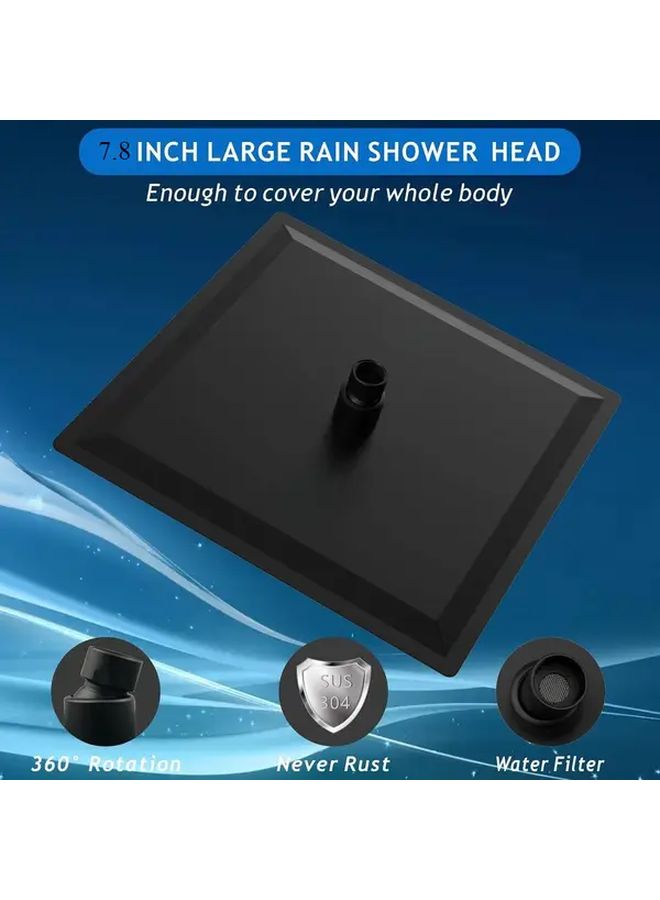 Silvery 7.8 Inch High Pressure Rain Shower Head Includes Arm Flange No Drill Hooks Teflon Tape - Image 4
