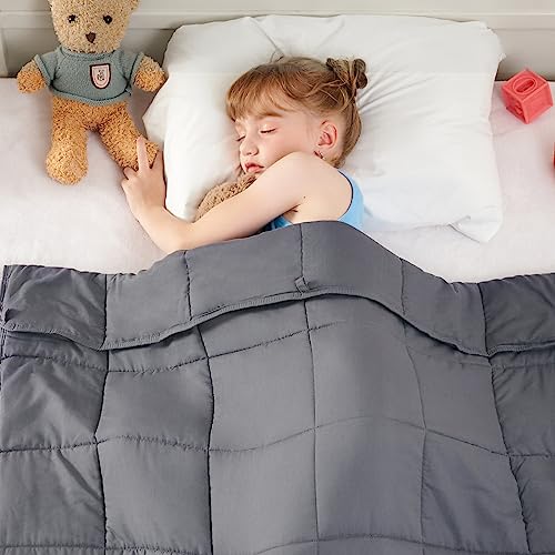yescool Weighted Blanket 5 Pounds Cooling Weighted Lap Blanket Grey Heavy Blanket for Sleeping Weighted Throw Blanket Gift for 4060lbs 36x48